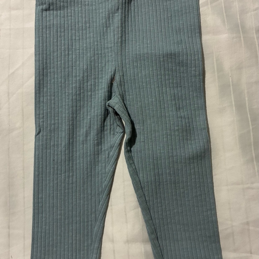 Kids Ribbed Blue Leggings